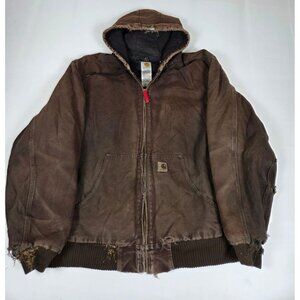 Carhartt Men XL Tall Dark Brown J130 DKB Thermal Lined Distressed Active Jacket